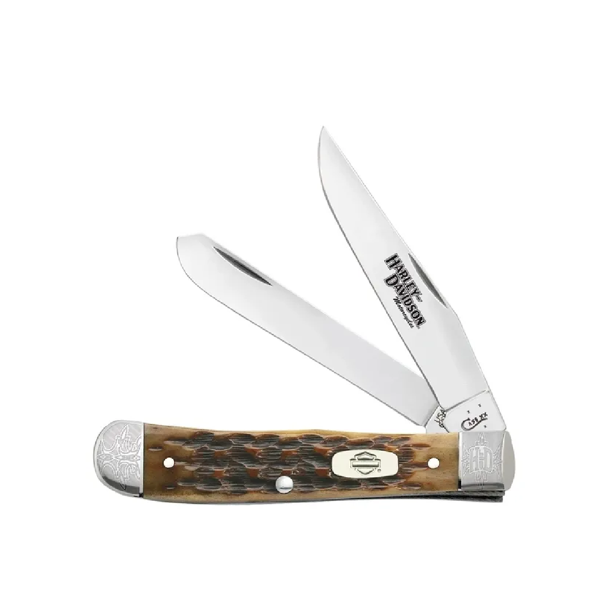 CASE KNIVES ANTIQUE BONE LICENSED HARLEY DAVIDSON TRAPPER