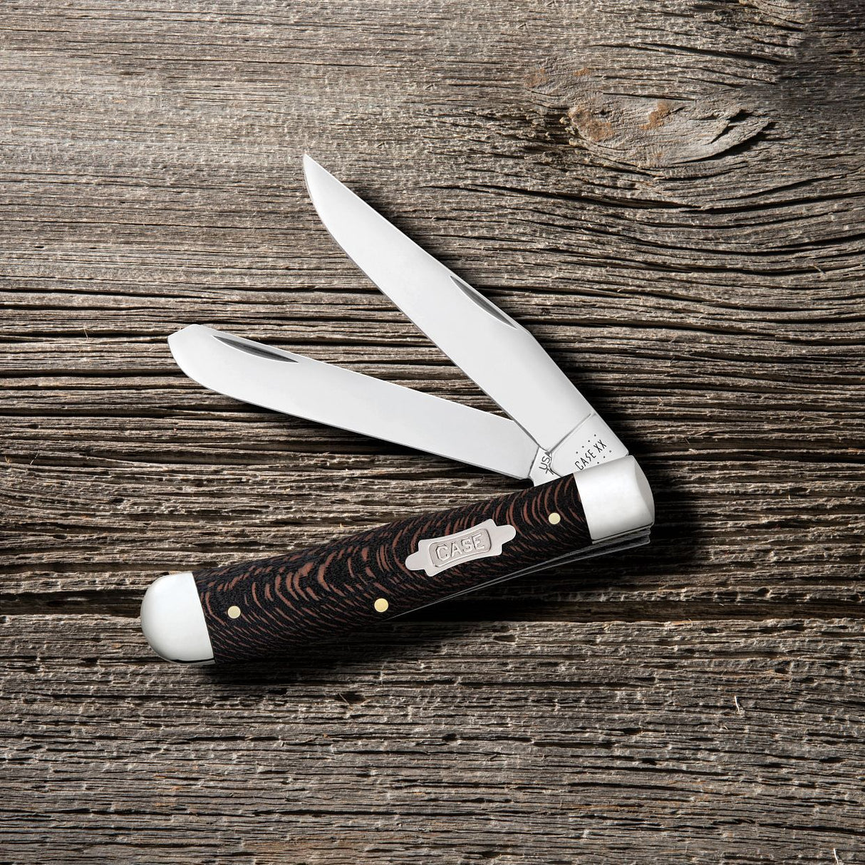 CASE KNIVES BLACK SYCAMORE WOOD TRAPPER