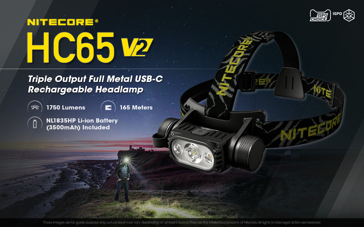 NITECORE 1750 LUMENS RECHARGEABLE HEADLAMP (HC65V2)