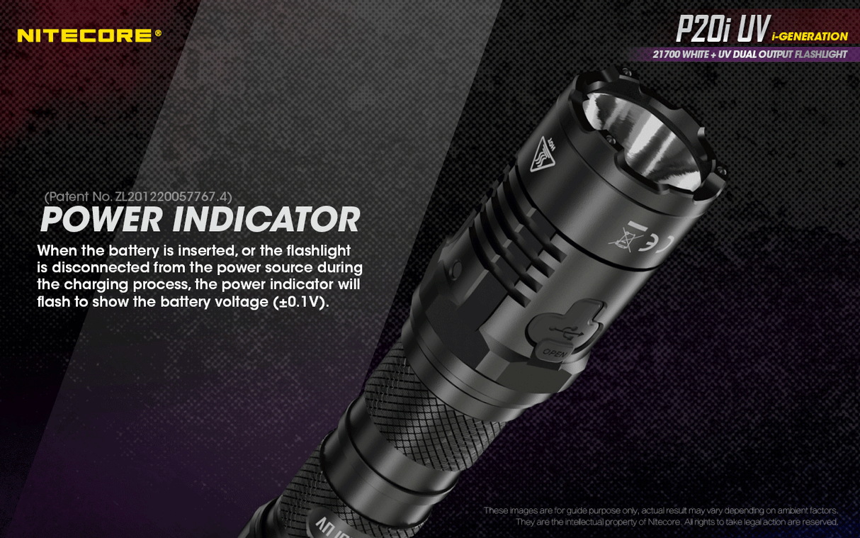 NITECORE 1800 LUMENS RECHARGEABLE FLASHLIGHT W/ UV LIGHT (P20I UV)