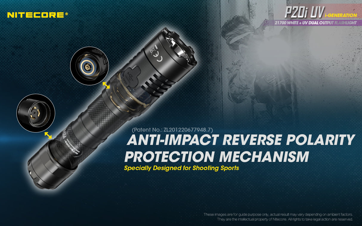 NITECORE 1800 LUMENS RECHARGEABLE FLASHLIGHT W/ UV LIGHT (P20I UV)