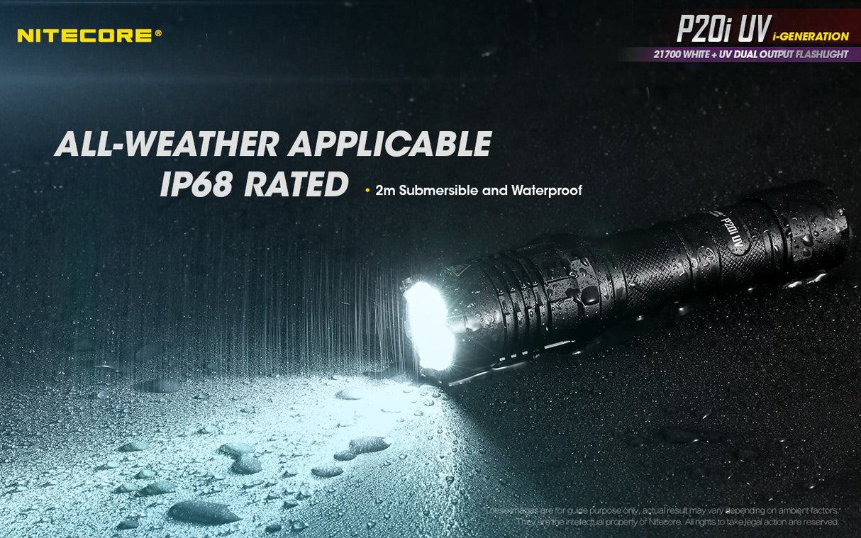 NITECORE 1800 LUMENS RECHARGEABLE FLASHLIGHT W/ UV LIGHT (P20I UV)