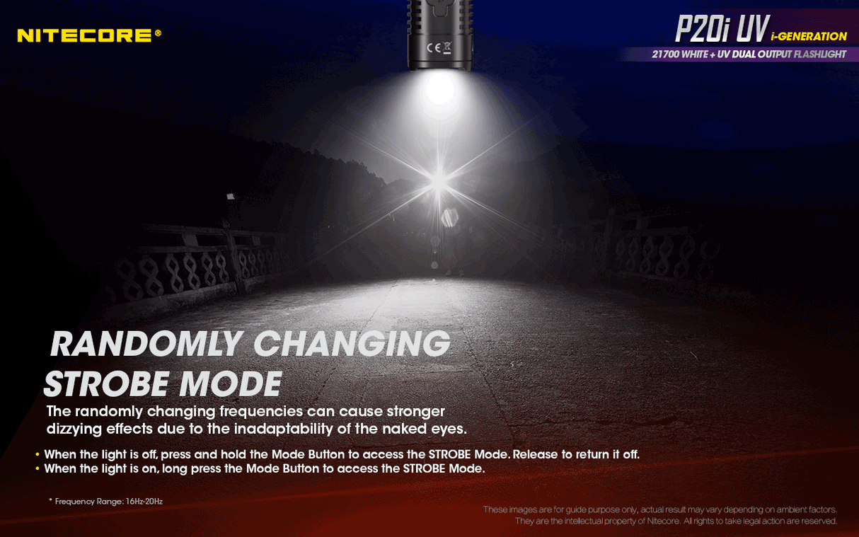 NITECORE 1800 LUMENS RECHARGEABLE FLASHLIGHT W/ UV LIGHT (P20I UV)