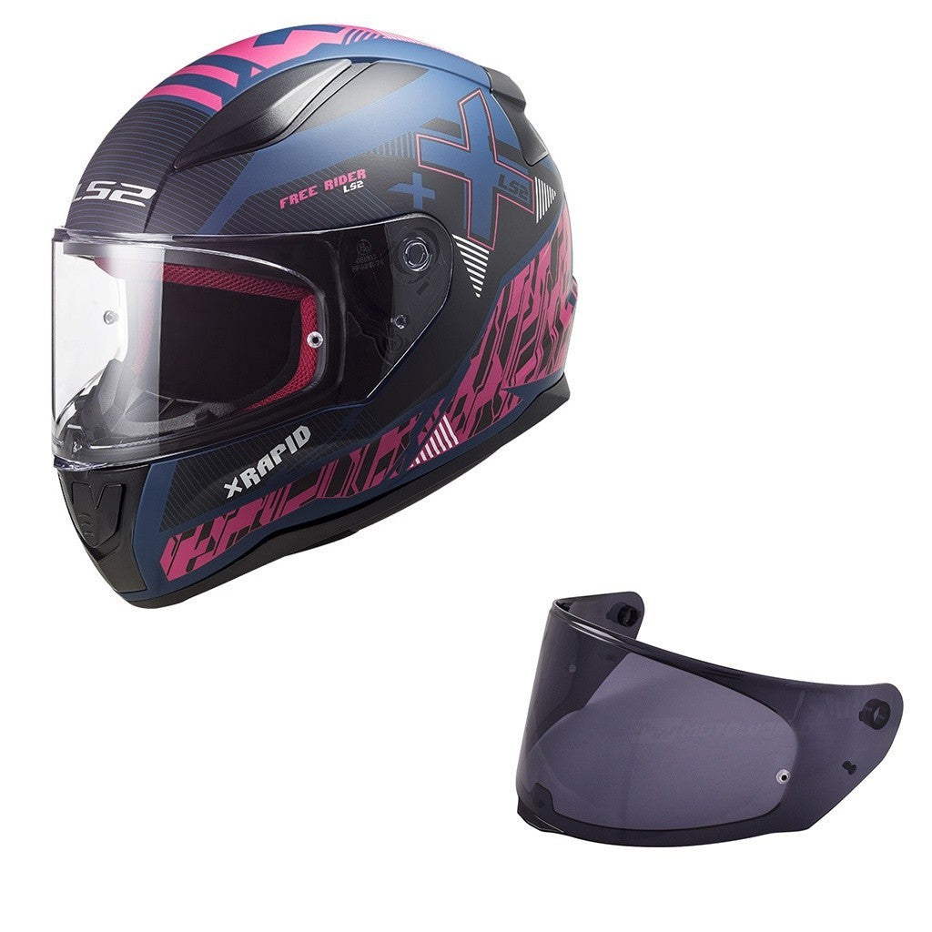 LS2 FF353 RAPID MOTORCYCLE FULL FACE HELMET W/ FREE SPOILER & VISOR