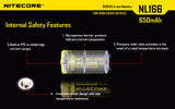 NITECORE RECHARGEABLE CR123 650MAH (NL166)
