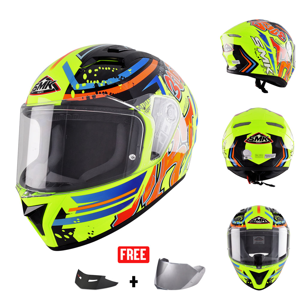 SMK STELLAR SPORT GRAPHICS FULL FACE HELMET w/ FREE SPOILER & VISOR