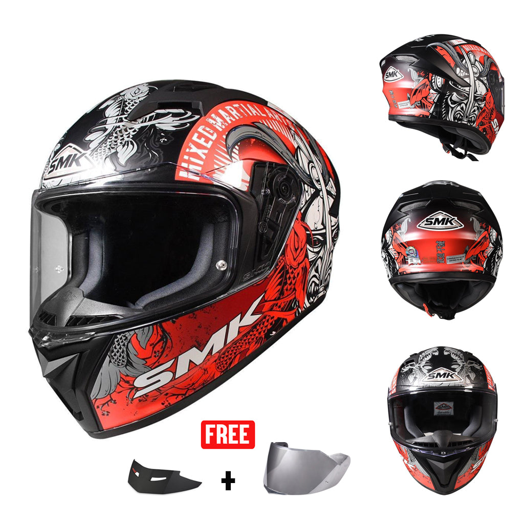 SMK STELLAR SPORT GRAPHICS FULL FACE HELMET w/ FREE SPOILER & VISOR