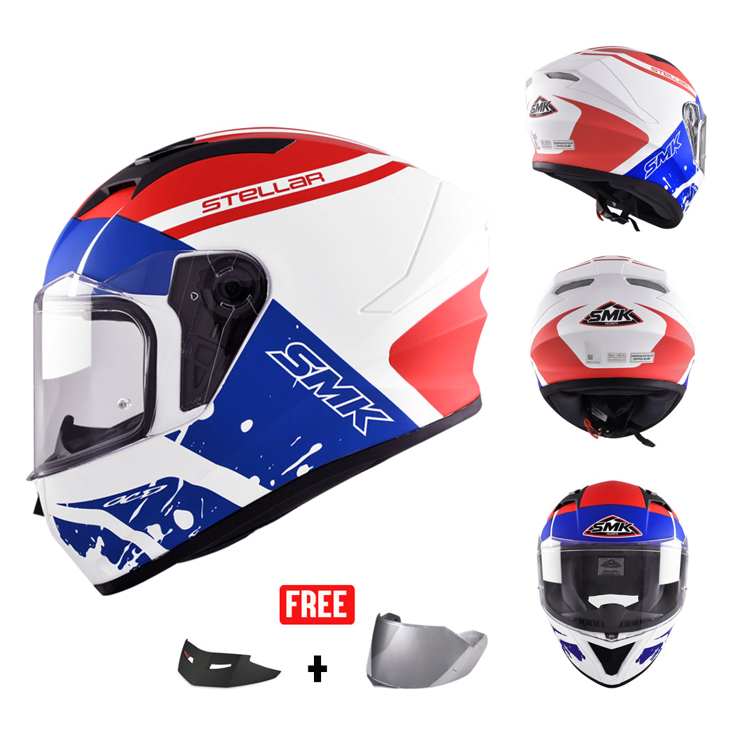 SMK STELLAR SPORT GRAPHICS FULL FACE HELMET w/ FREE SPOILER & VISOR