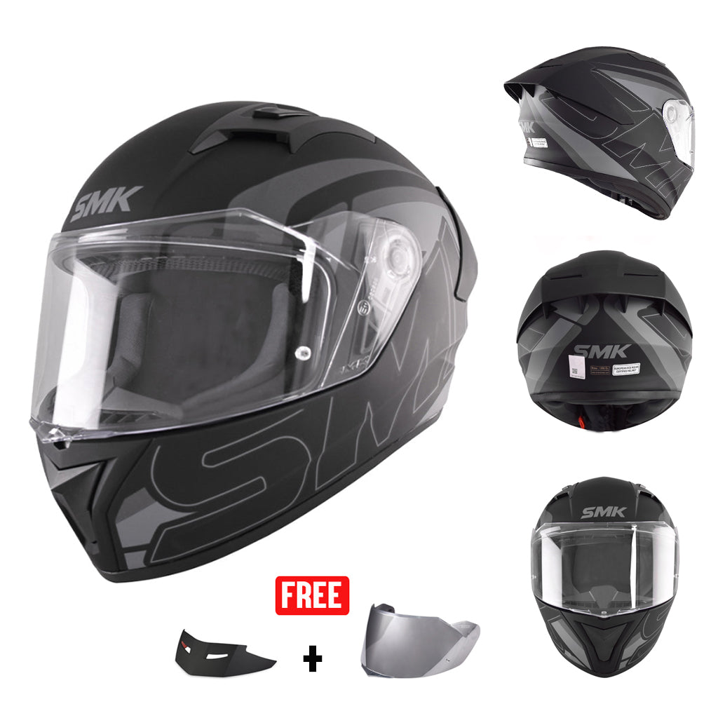 SMK STELLAR SPORT GRAPHICS FULL FACE HELMET w/ FREE SPOILER & VISOR