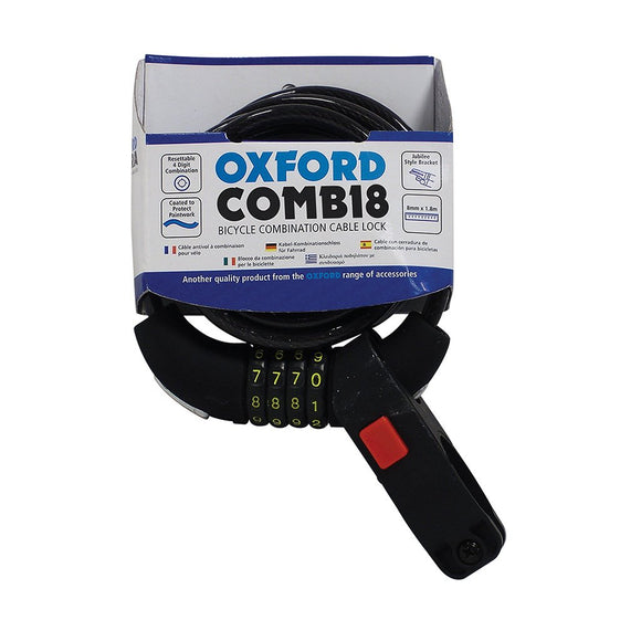 OXFORD LK689 COBRA CABLE COMBI LOCK (8MMX180CM)